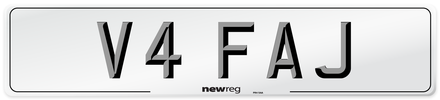 V4 FAJ Number Plate from New Reg